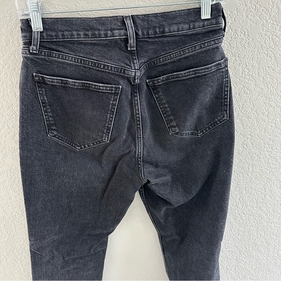 Zara black wash button fly straight leg ankle fray jeans - Picture 5 of 9